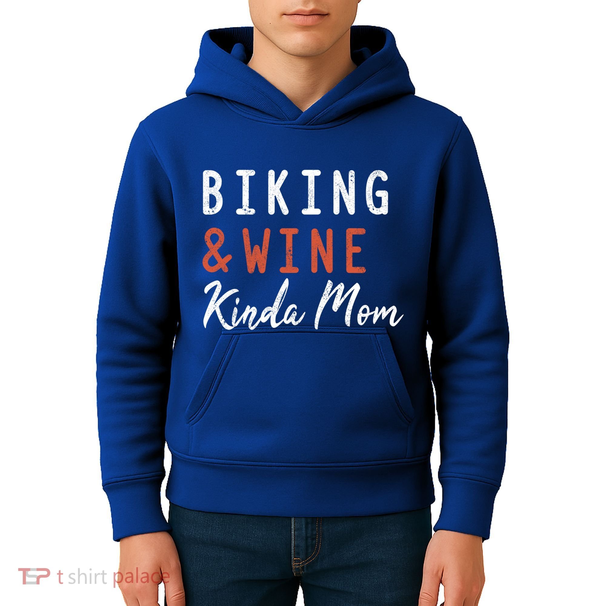 Biking And Wine Kinda Mom Mountain Bike Trails Bycicle Great Gift Kids Hoodie