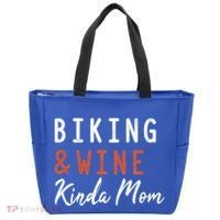 Biking And Wine Kinda Mom Mountain Bike Trails Bycicle Great Gift Tote Bag thumb 0