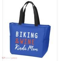 Biking And Wine Kinda Mom Mountain Bike Trails Bycicle Great Gift Tote Bag thumb 3