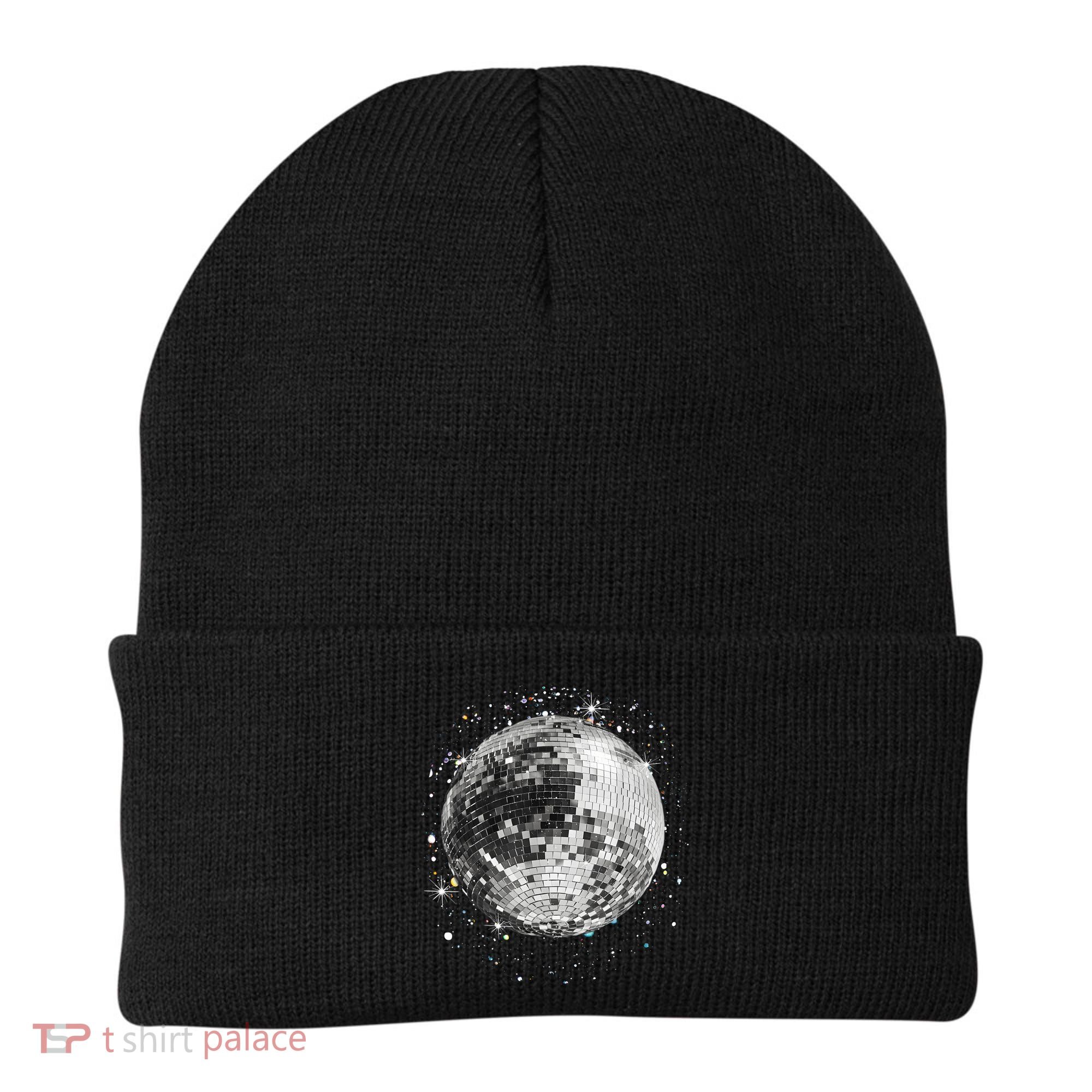Black And White Disco Ball Club Retro Beanie