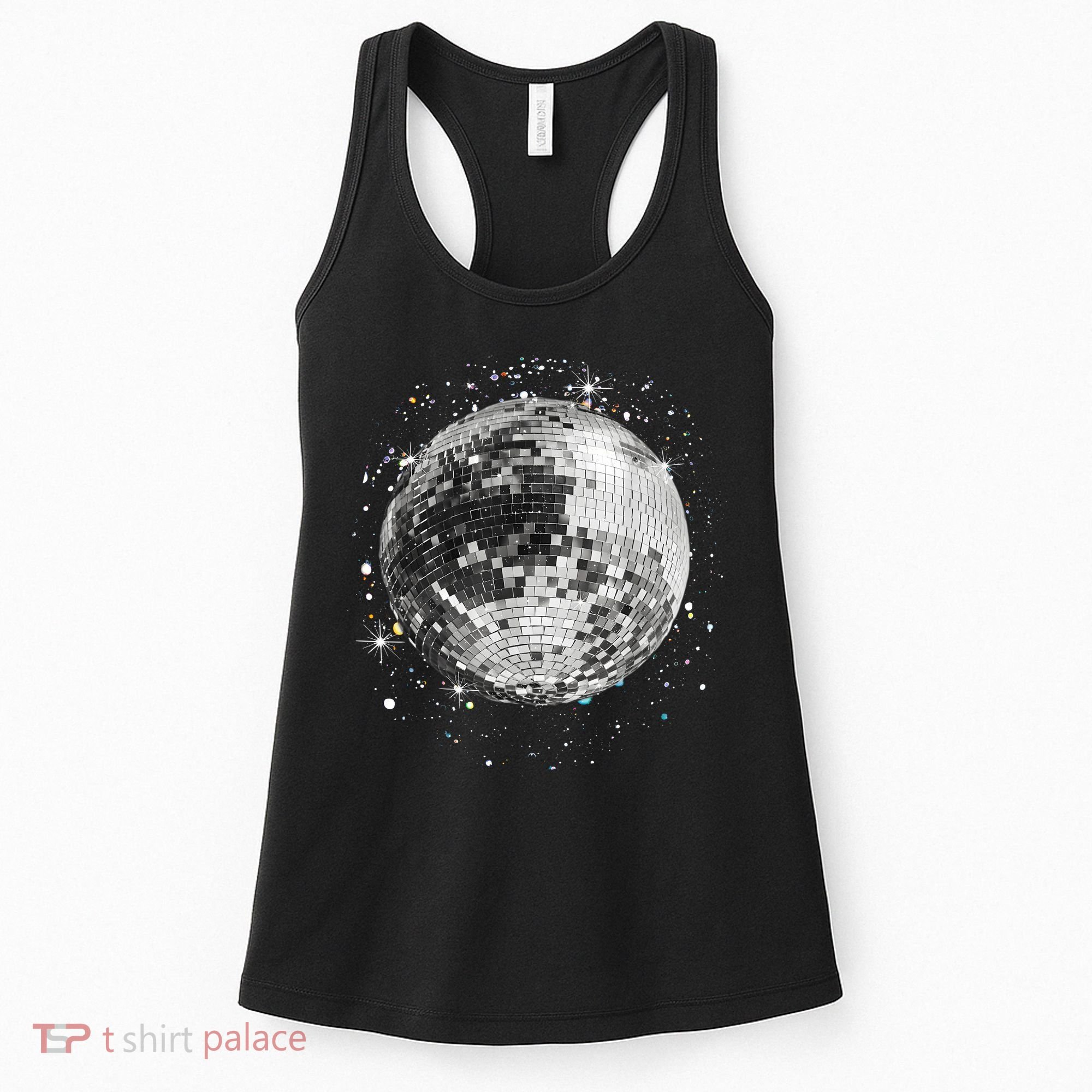 Black And White Disco Ball Club Retro Women's Tank Top