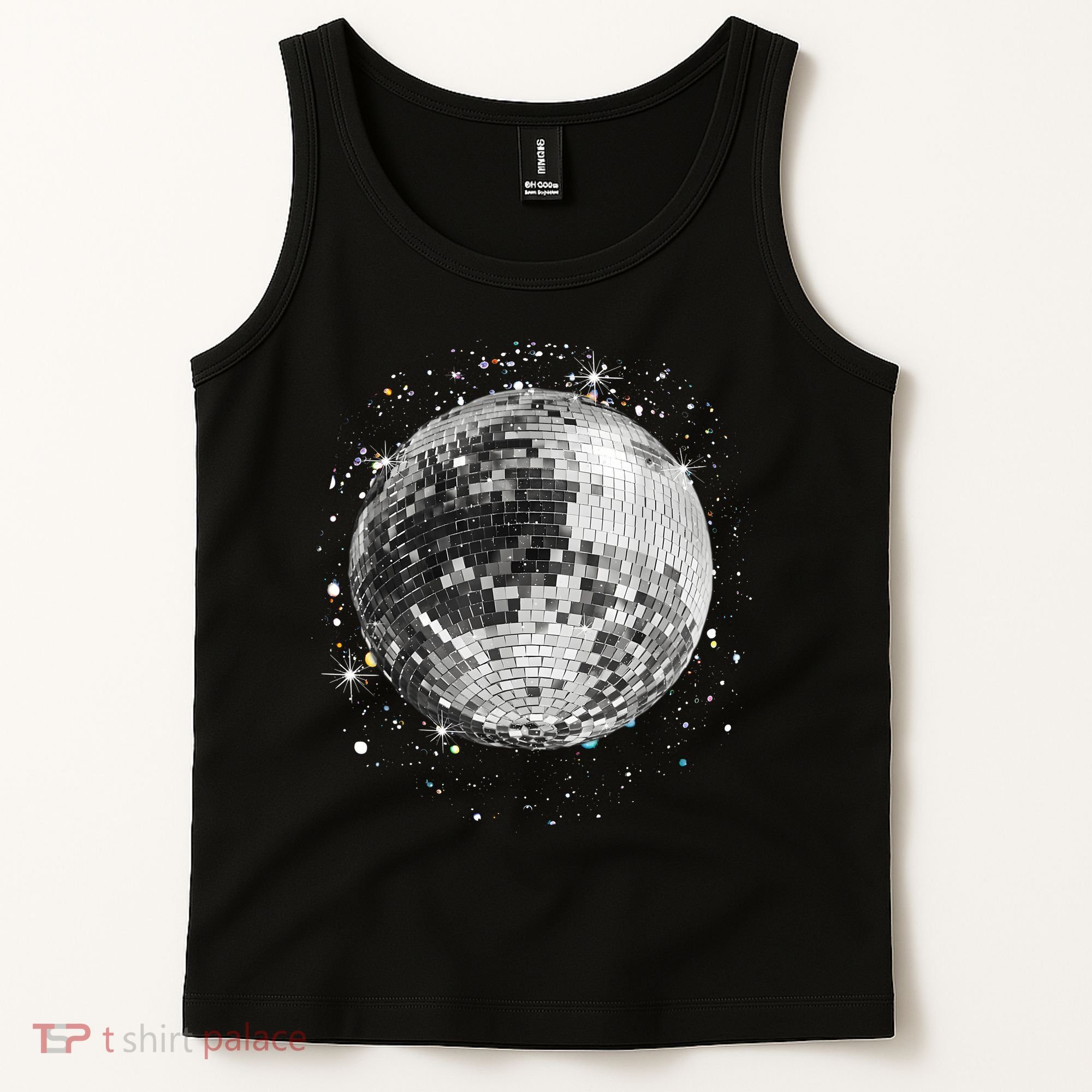 Black And White Disco Ball Club Retro Tank Top