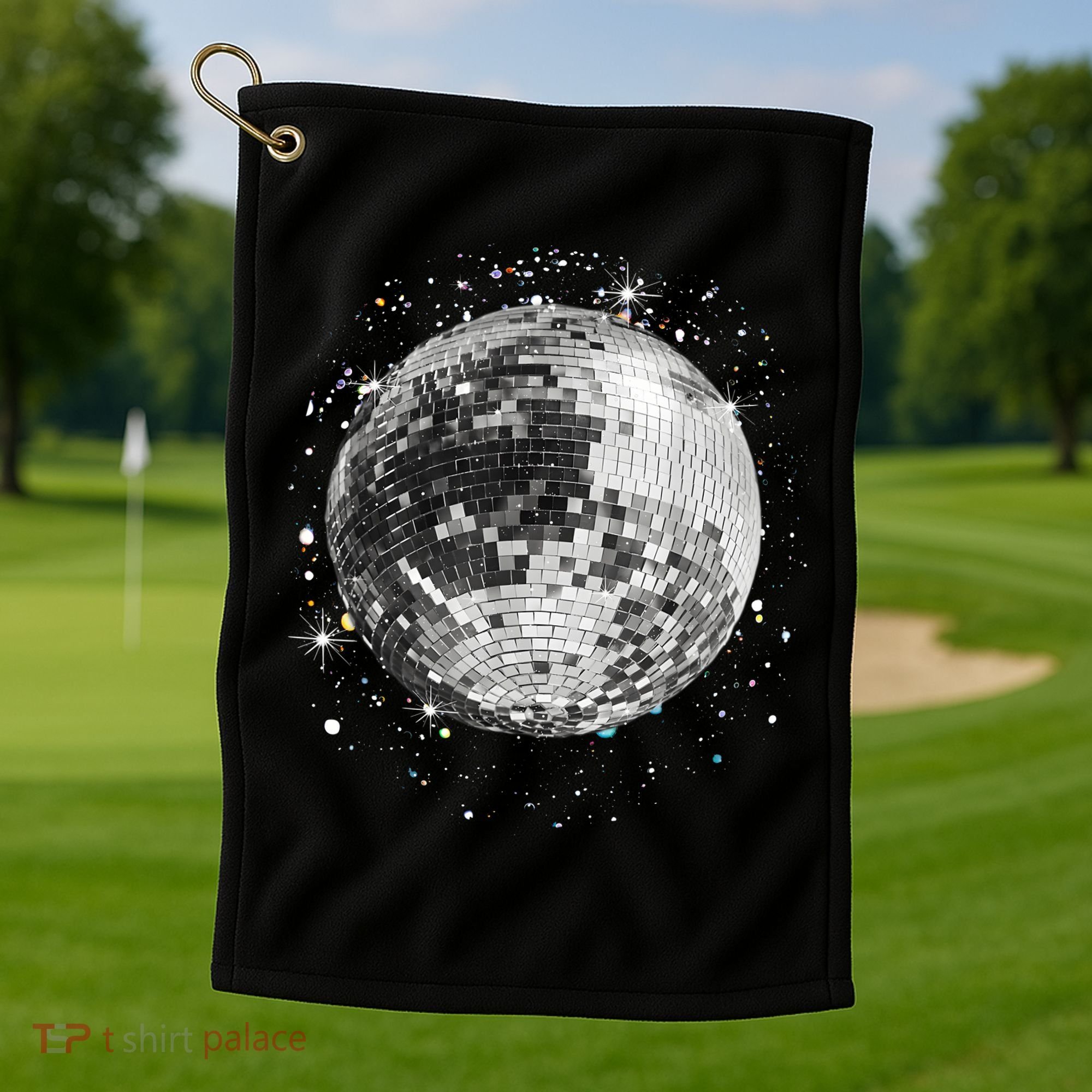 Black And White Disco Ball Club Retro Golf Towel