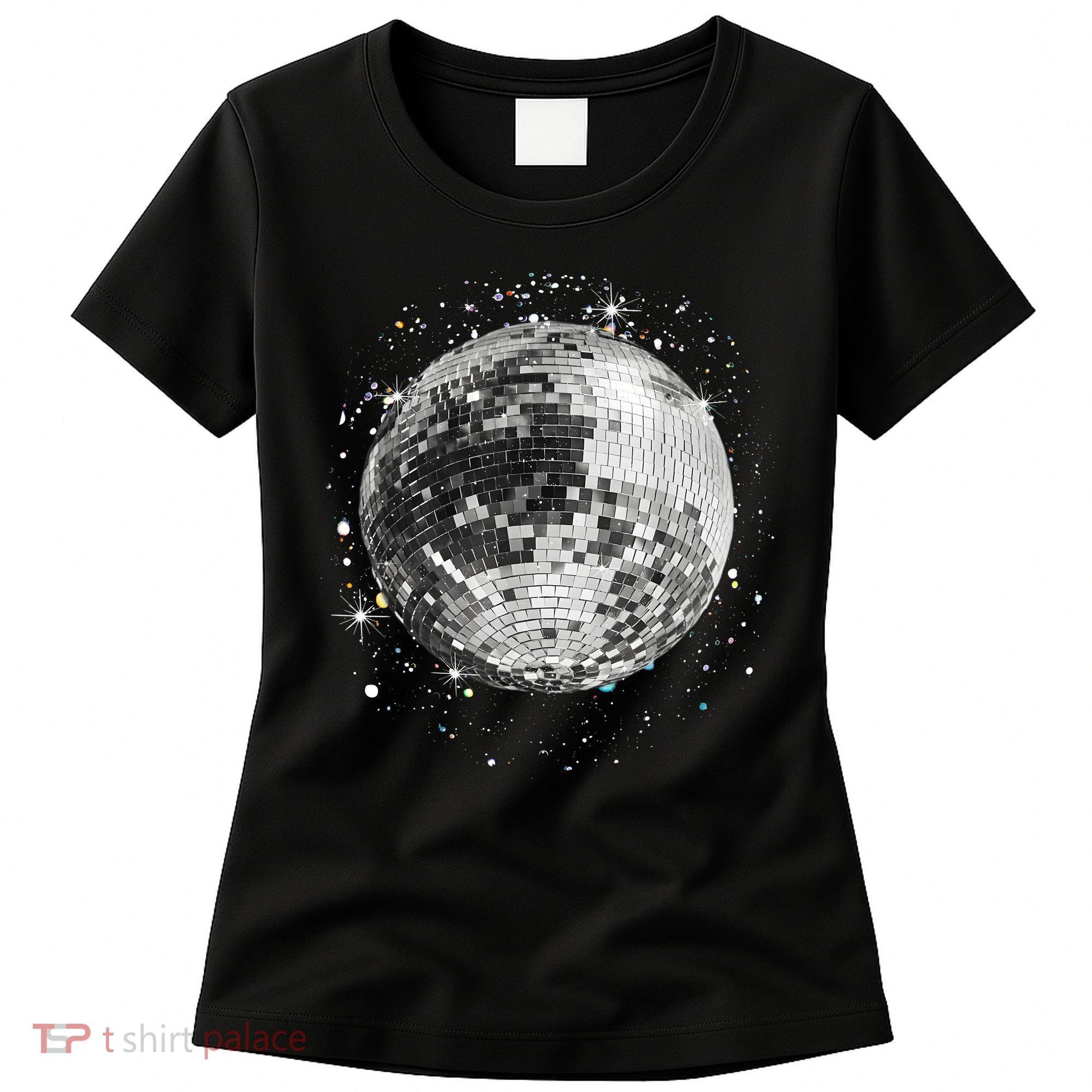 Black And White Disco Ball Club Retro Women's T-Shirt