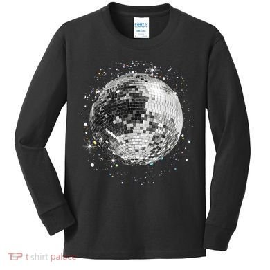 Black And White Disco Ball Club Retro Kids Long Sleeve Shirt