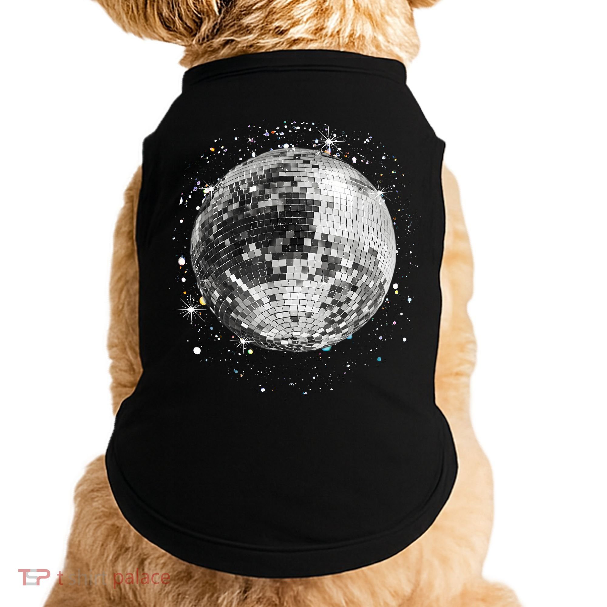 Black And White Disco Ball Club Retro Doggie Tank
