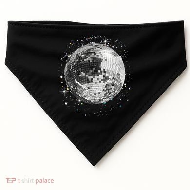 Black And White Disco Ball Club Retro USA-Made Doggie Bandana