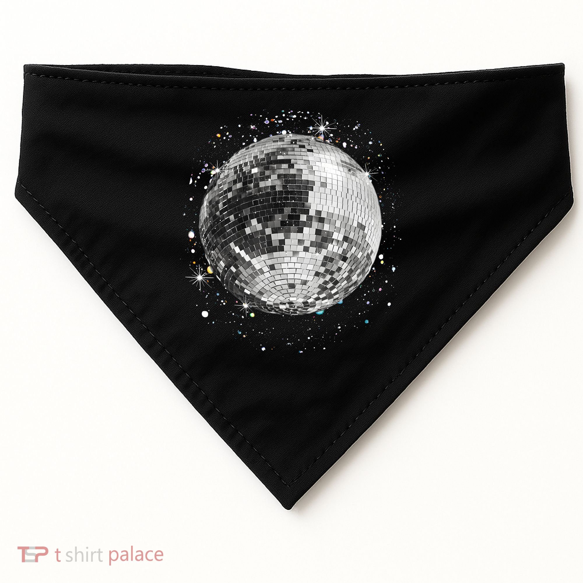 Black And White Disco Ball Club Retro USA-Made Doggie Bandana