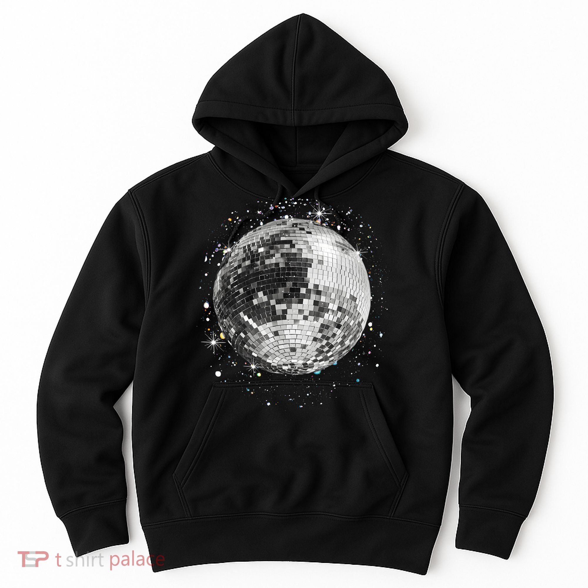 Black And White Disco Ball Club Retro Hoodie