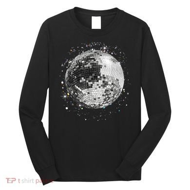 Black And White Disco Ball Club Retro Long Sleeve Shirt