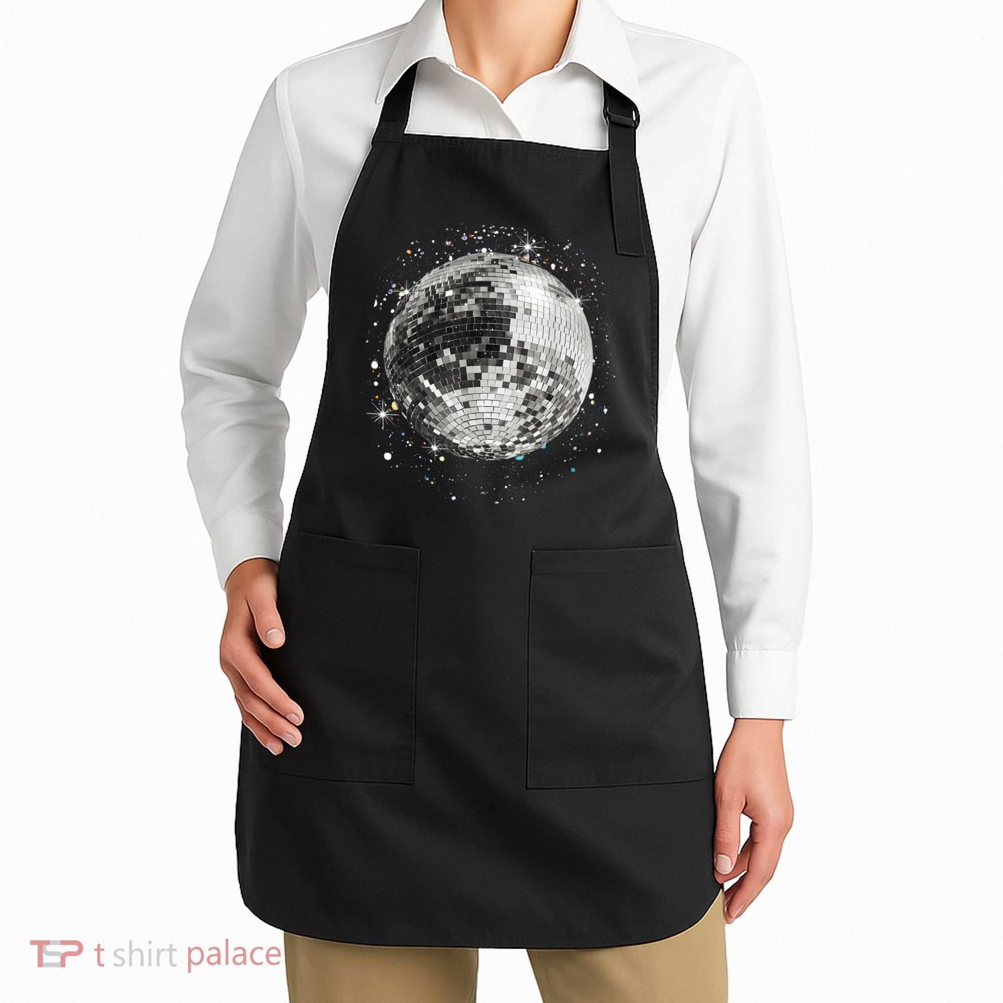 Black And White Disco Ball Club Retro Apron