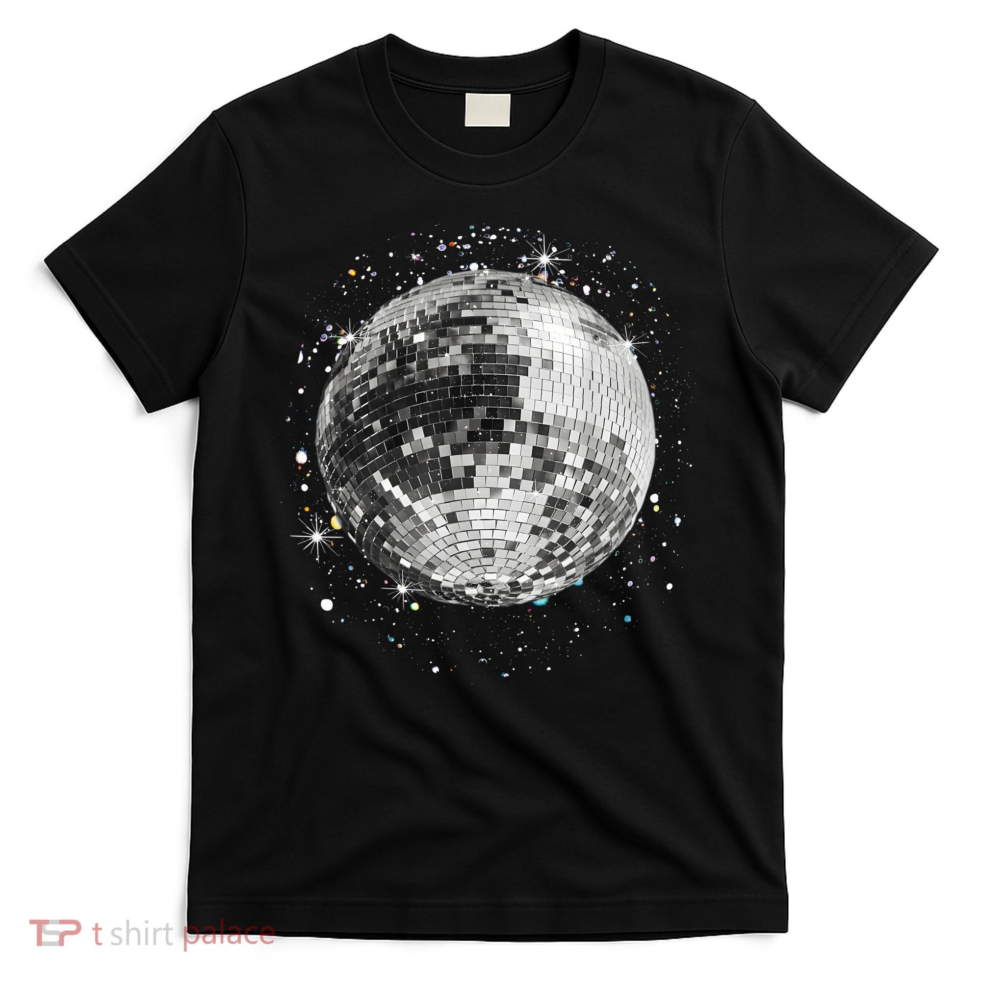Black And White Disco Ball Club Retro T-Shirt