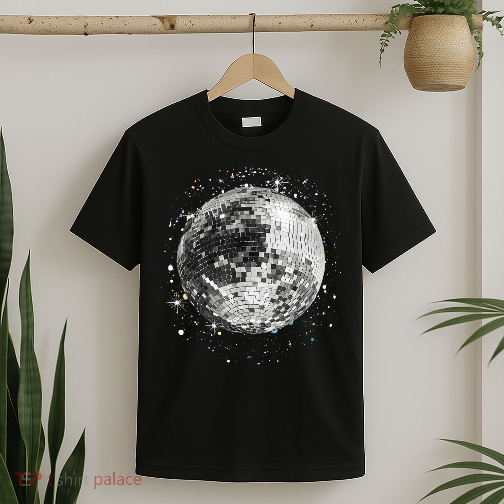 Black And White Disco Ball Club Retro T-Shirt
