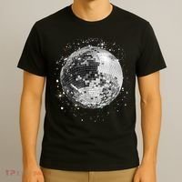 Black And White Disco Ball Club Retro T-Shirt thumb 3