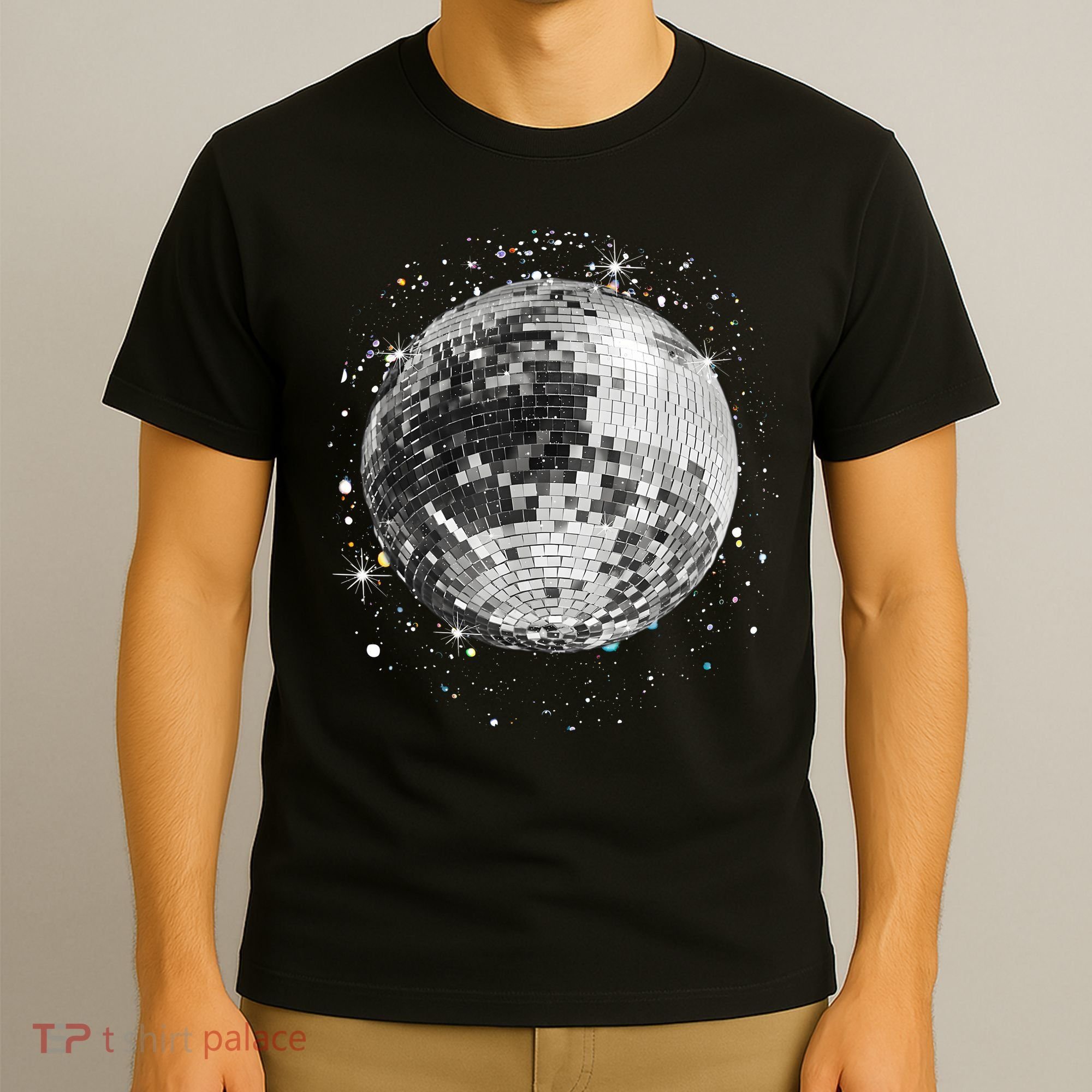 Black And White Disco Ball Club Retro T-Shirt
