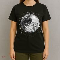 Black And White Disco Ball Club Retro T-Shirt thumb 4