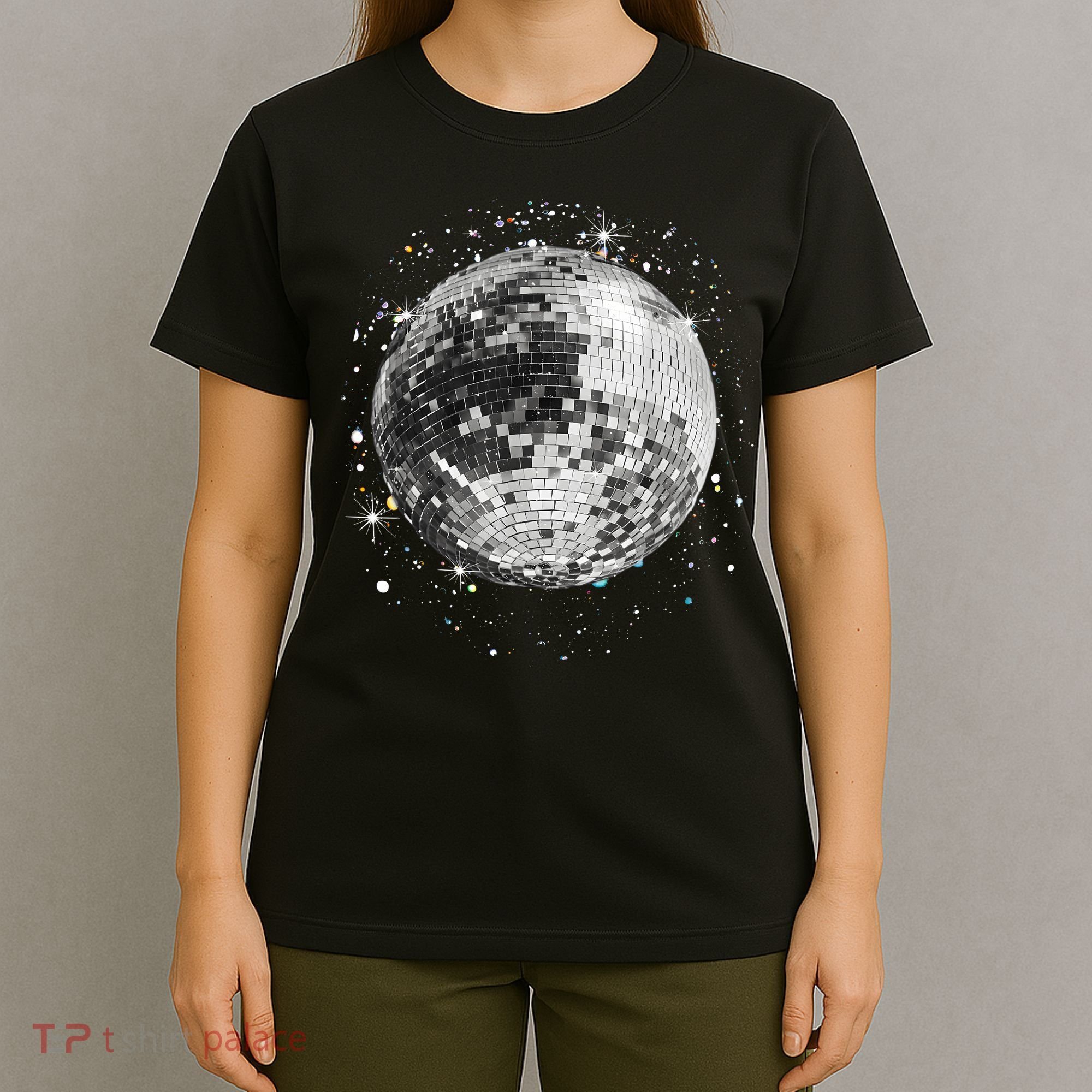 Black And White Disco Ball Club Retro T-Shirt