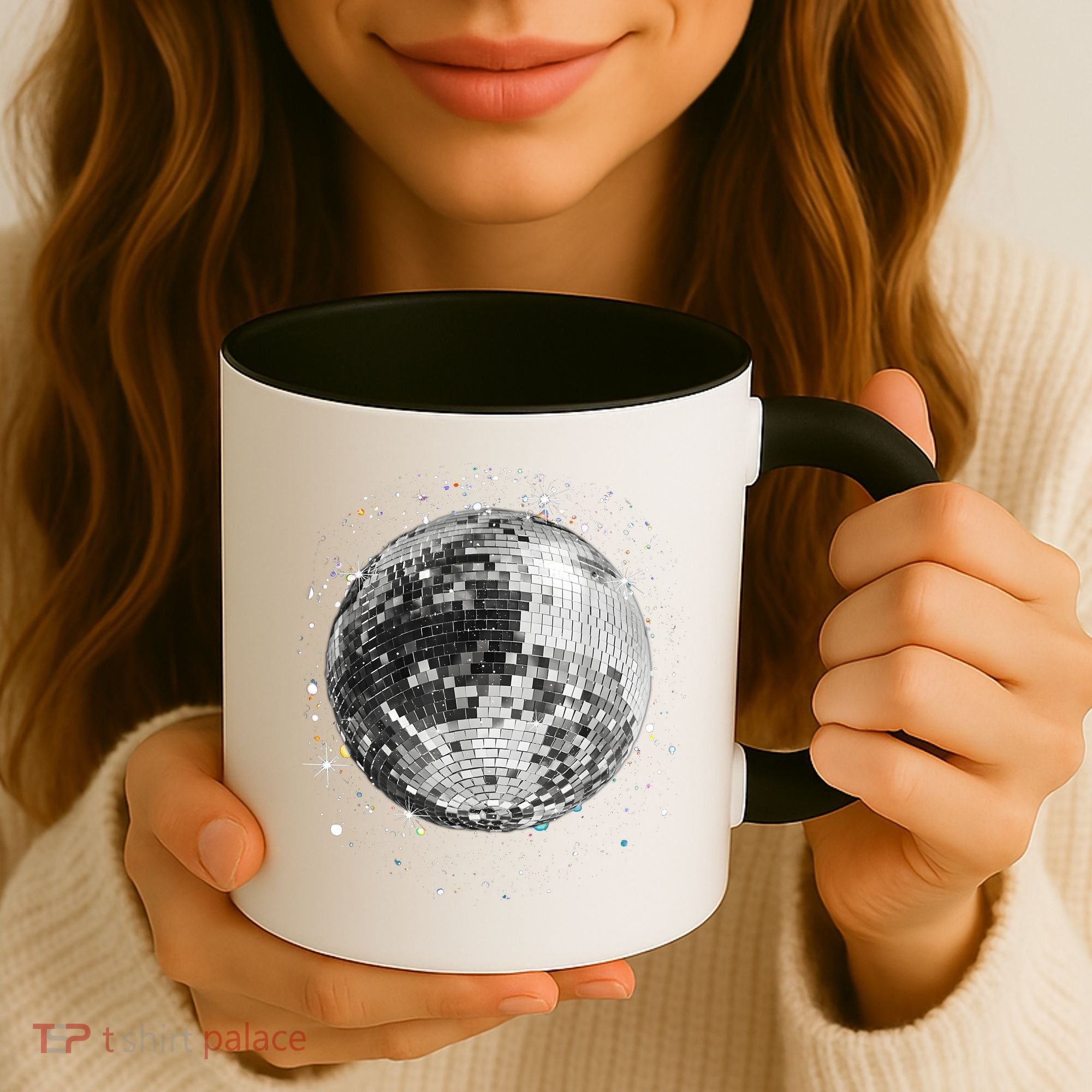 Black And White Disco Ball Club Retro Coffee Mug