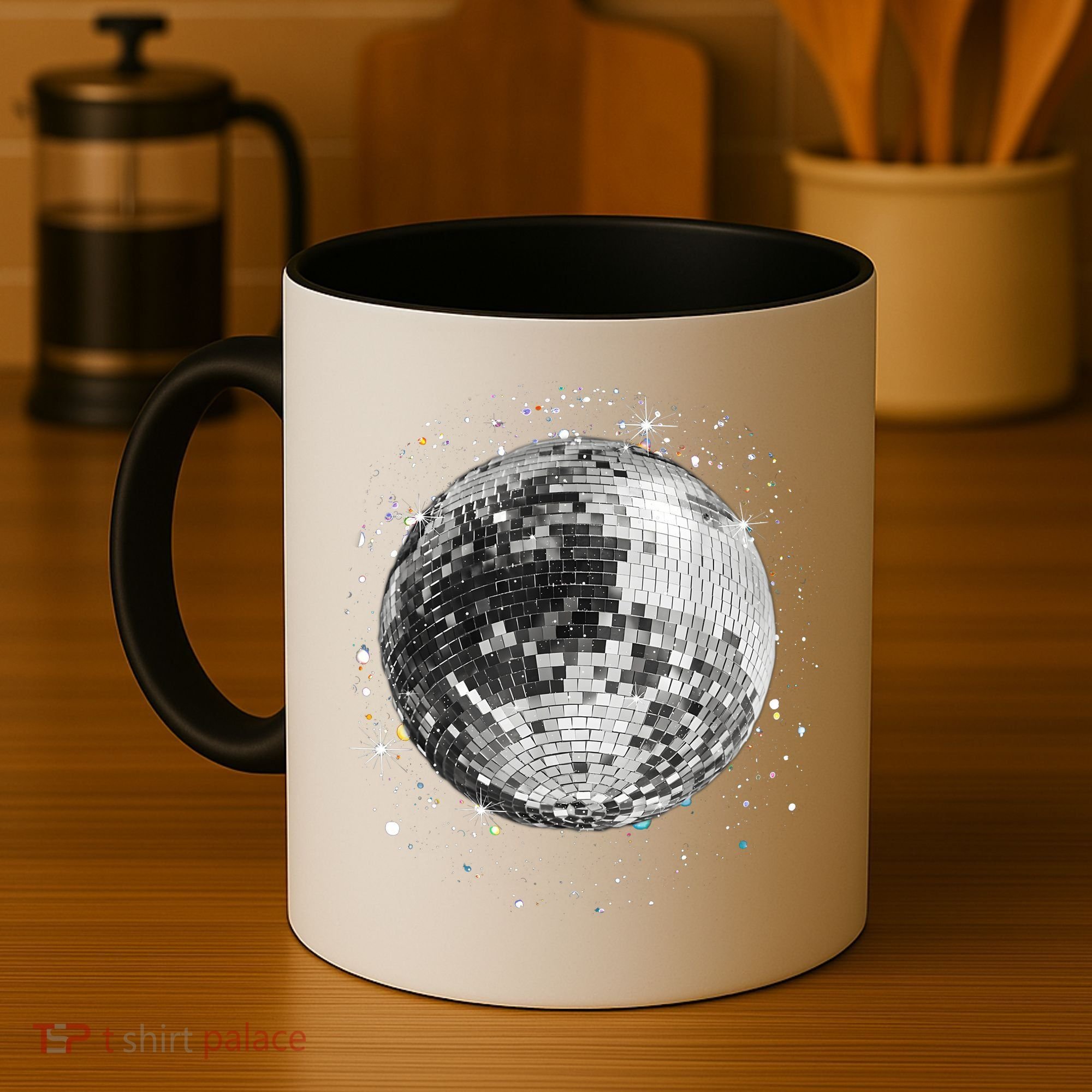 Black And White Disco Ball Club Retro Coffee Mug