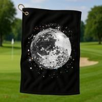 Black And White Disco Ball Club Retro Golf Towel thumb 1