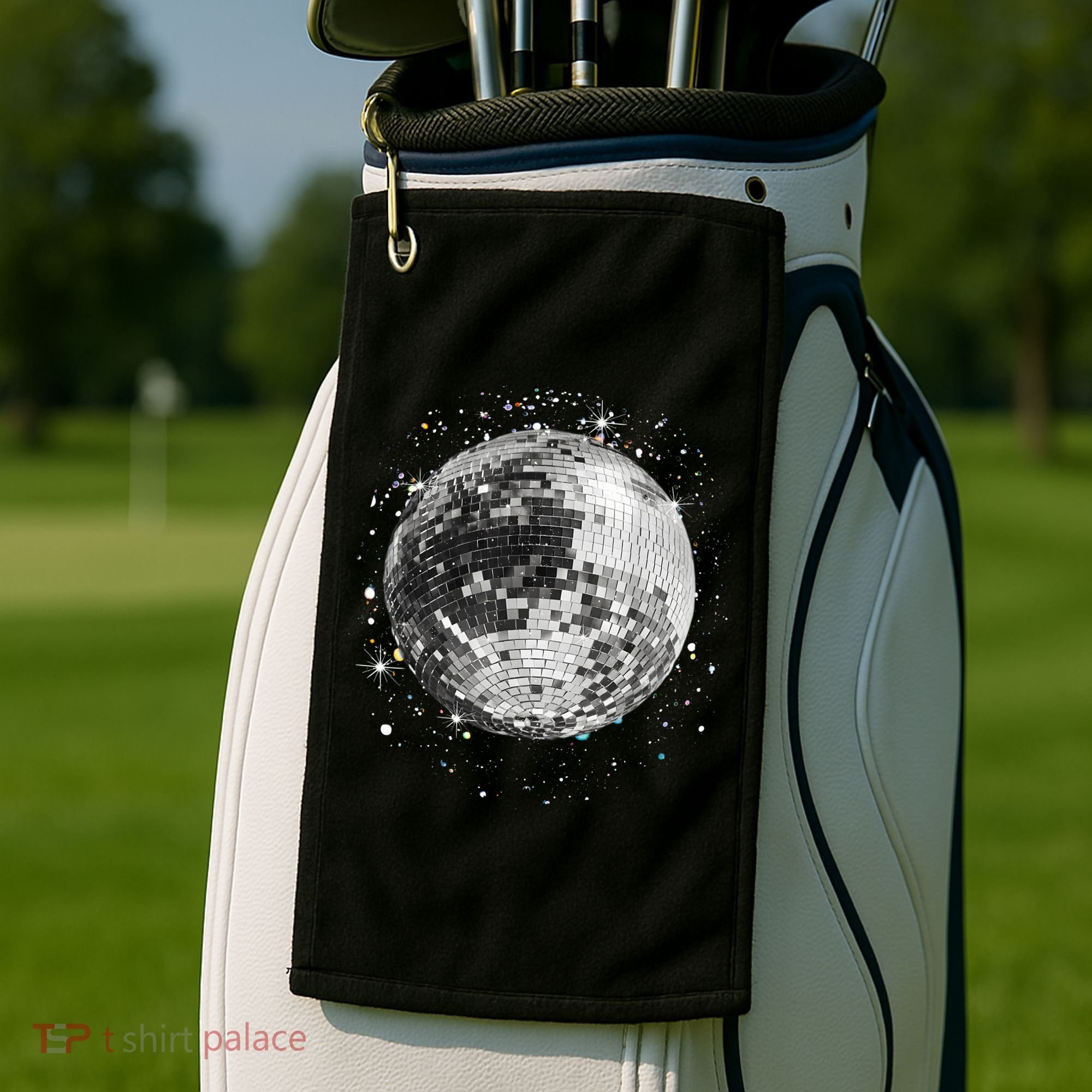 Black And White Disco Ball Club Retro Golf Towel