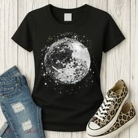 Black And White Disco Ball Club Retro Women's T-Shirt thumb 3