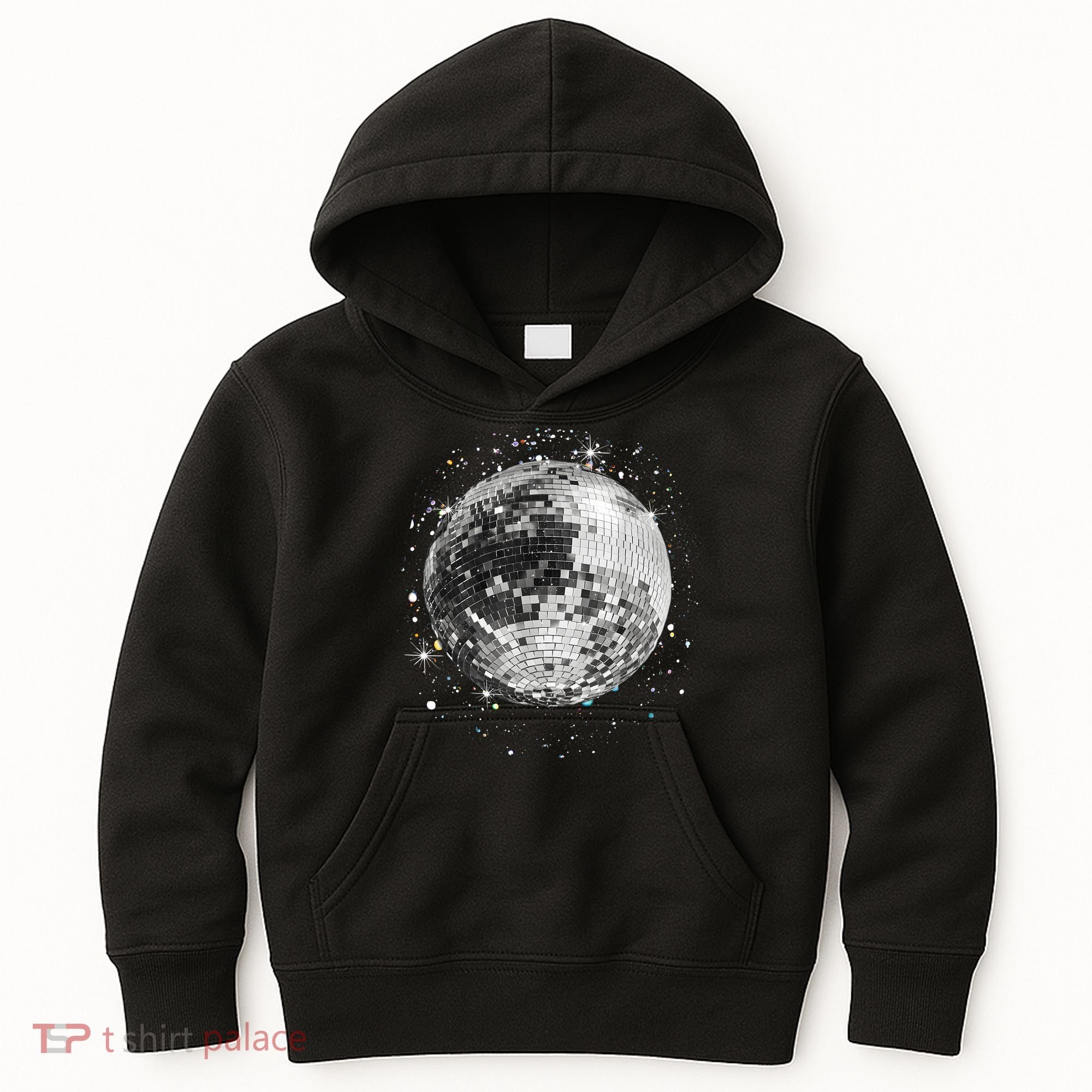 Black And White Disco Ball Club Retro Kids Hoodie