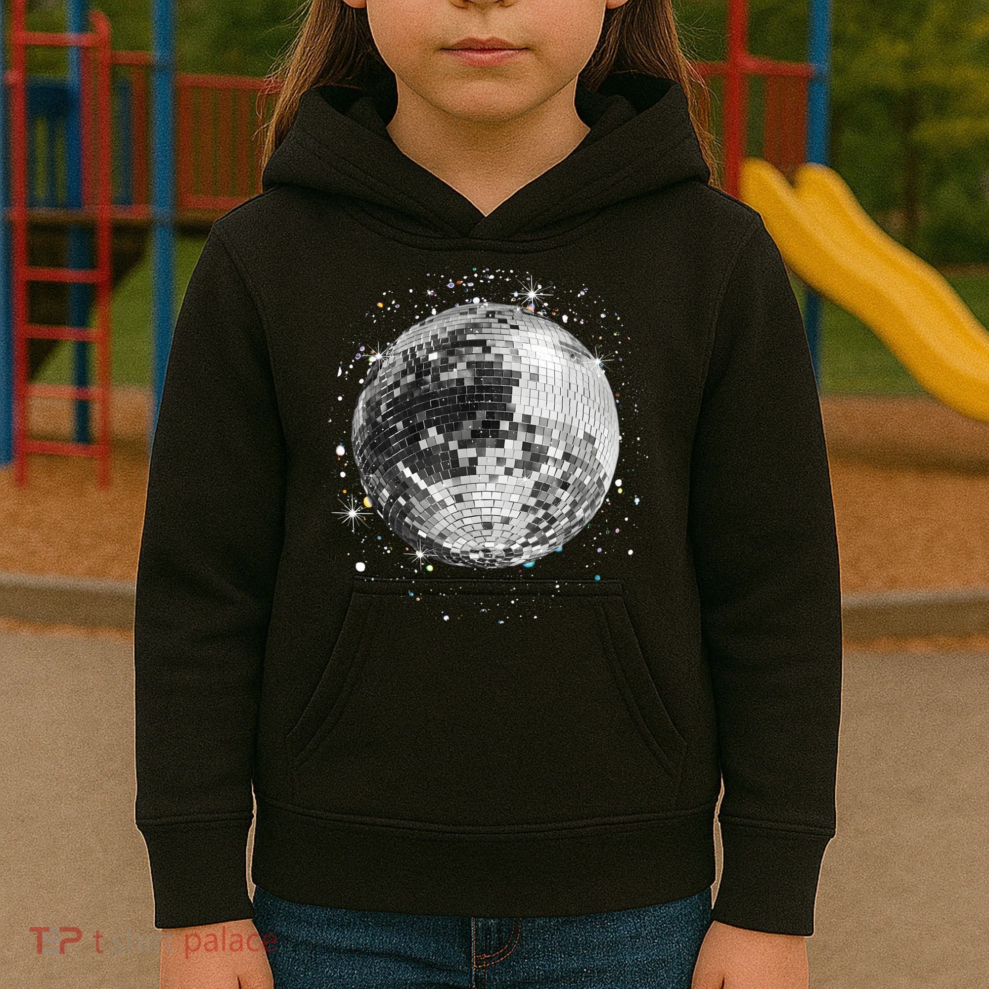 Black And White Disco Ball Club Retro Kids Hoodie