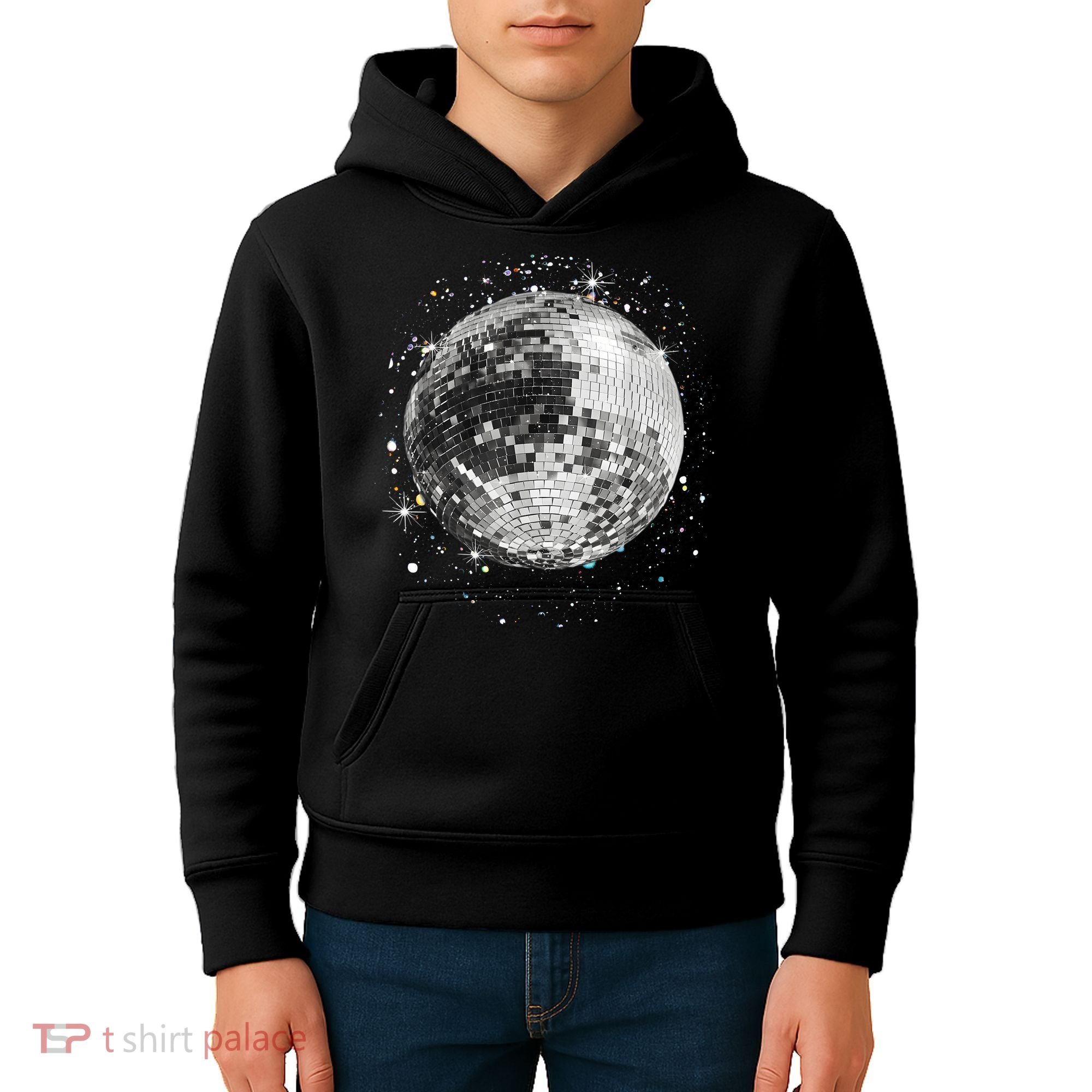 Black And White Disco Ball Club Retro Kids Hoodie