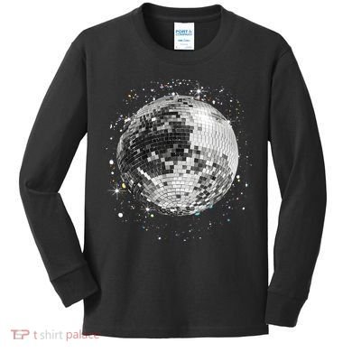 Black And White Disco Ball Club Retro Kids Long Sleeve Shirt