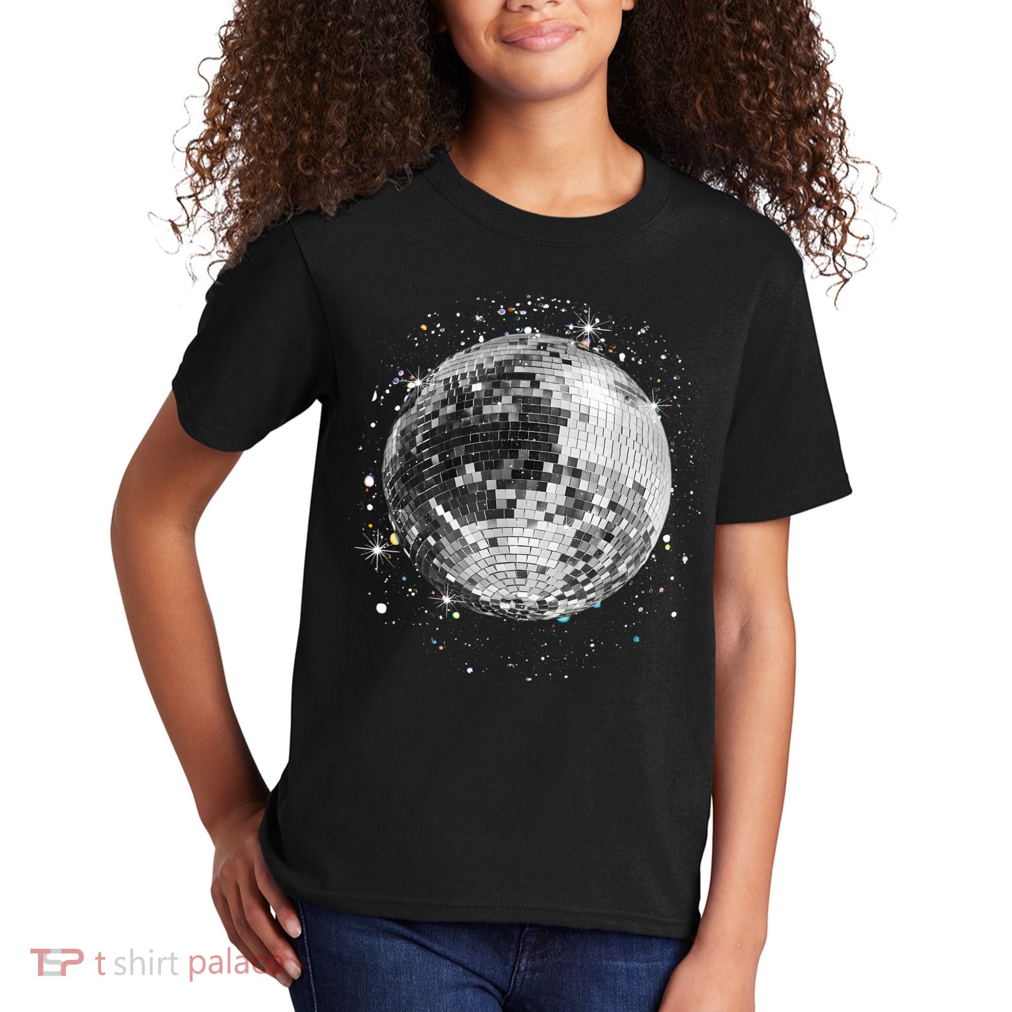 Black And White Disco Ball Club Retro Kids T-Shirt