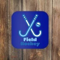 Blue And White Field Hockey Sticks Ball Meaningful Gift Coaster thumb 0