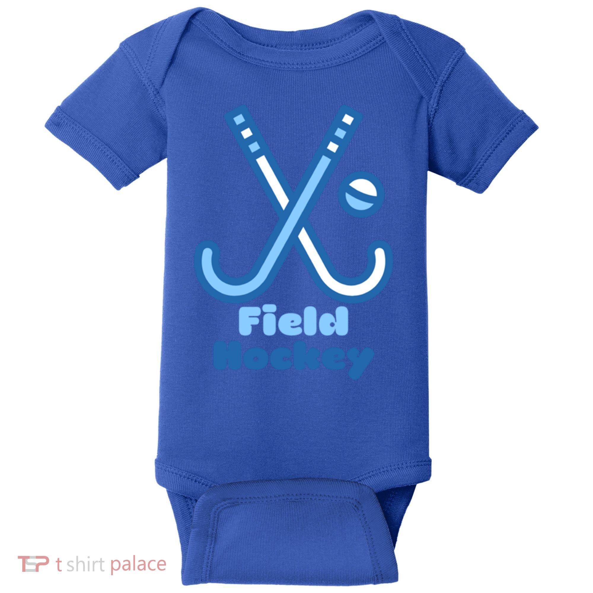 Blue And White Field Hockey Sticks Ball Meaningful Gift Baby Bodysuit