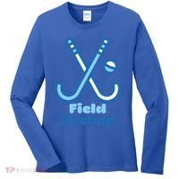 Blue And White Field Hockey Sticks Ball Meaningful Gift Women's Long Sleeve Shirt thumb 0