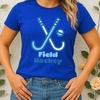 Blue And White Field Hockey Sticks Ball Meaningful Gift Women's T-Shirt thumb 2