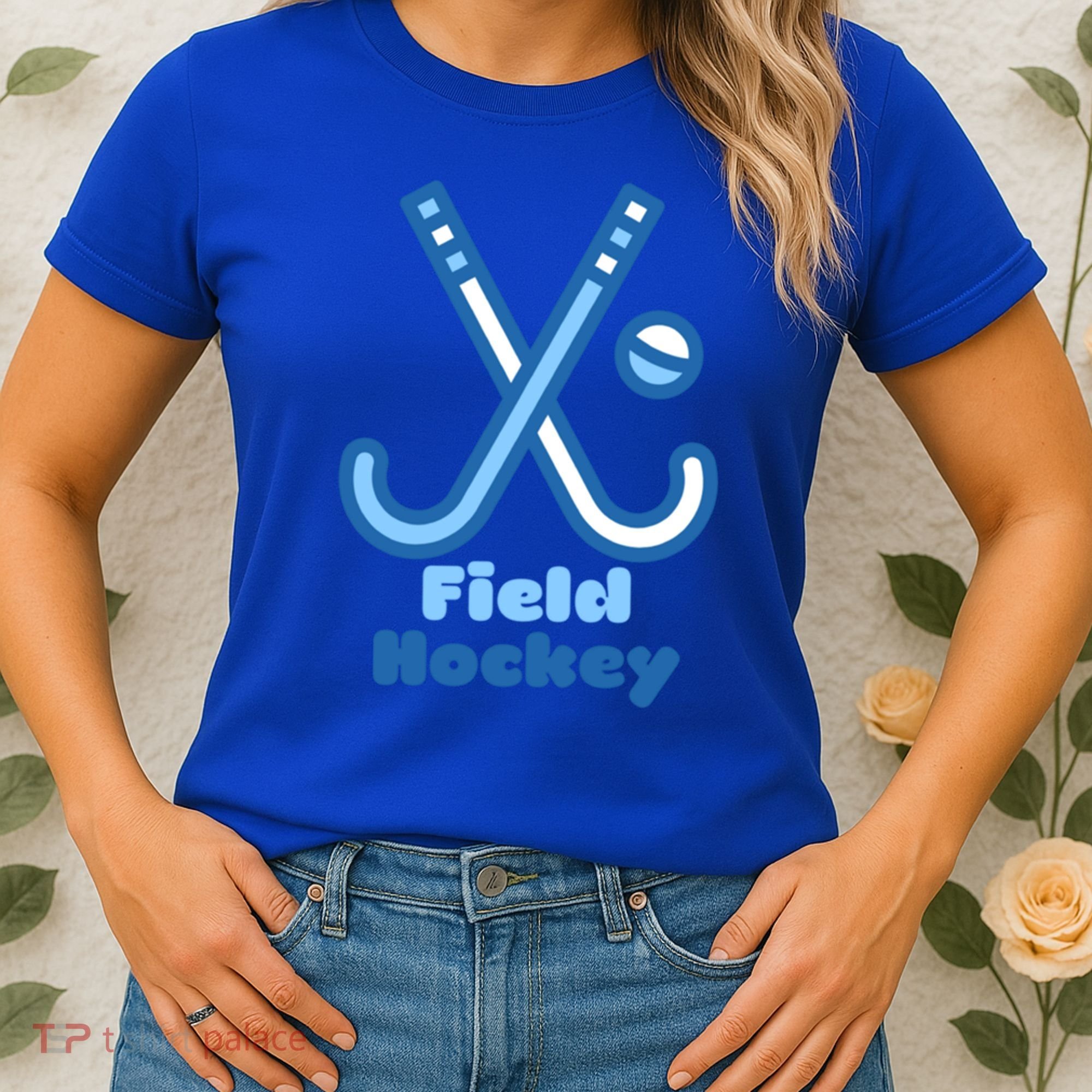 Blue And White Field Hockey Sticks Ball Meaningful Gift Women's T-Shirt