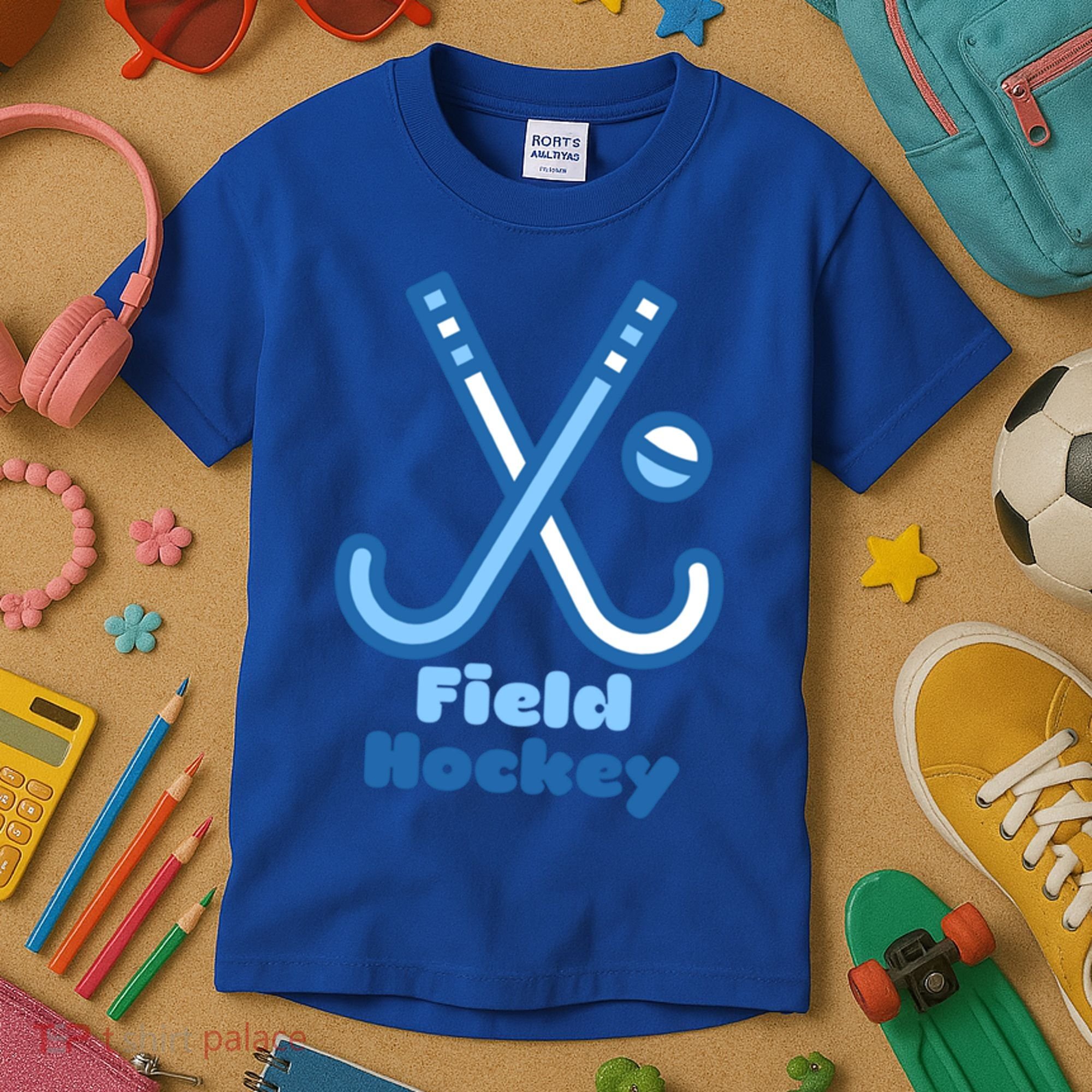 Blue And White Field Hockey Sticks Ball Meaningful Gift Kids T-Shirt
