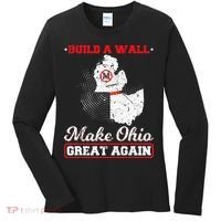 Build A Wall Make Ohio Great Again Funny State Gift Parody Women's Long Sleeve Shirt thumb 0