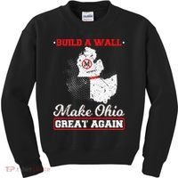 Build A Wall Make Ohio Great Again Funny State Gift Parody Kids Sweatshirt thumb 0