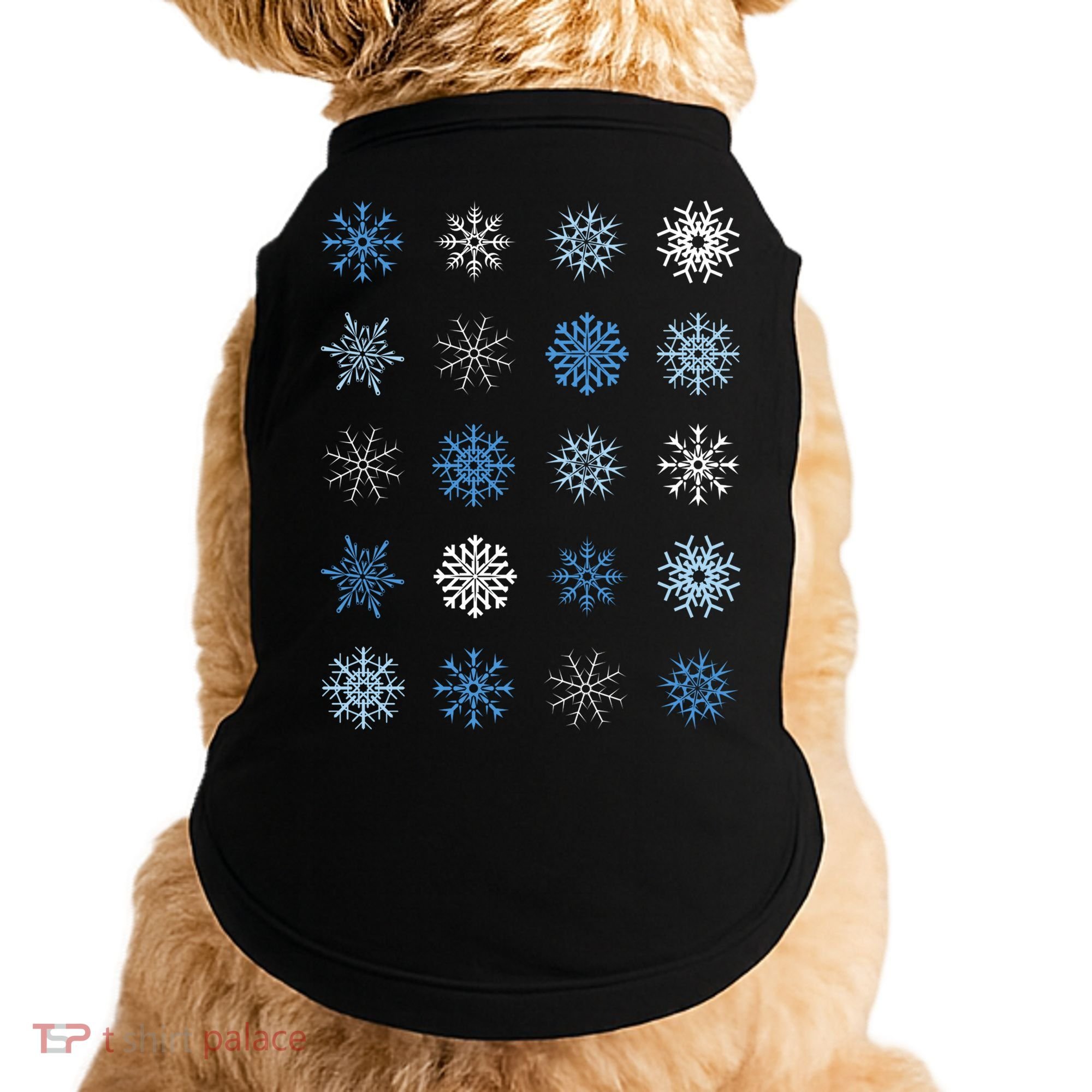 Blue And White Snowflakes Stacked Christmas Great Gift Doggie Tank