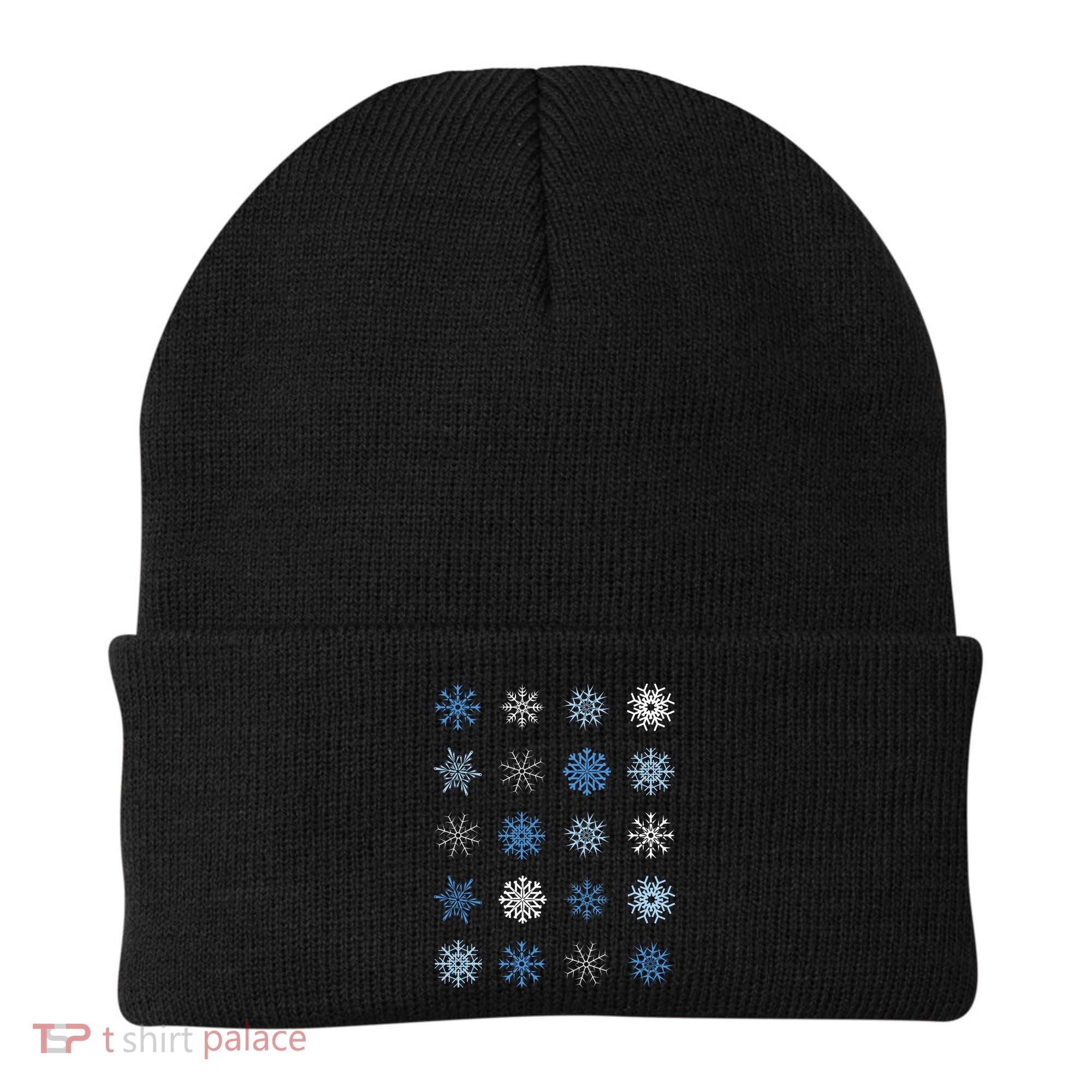Blue And White Snowflakes Stacked Christmas Great Gift Beanie