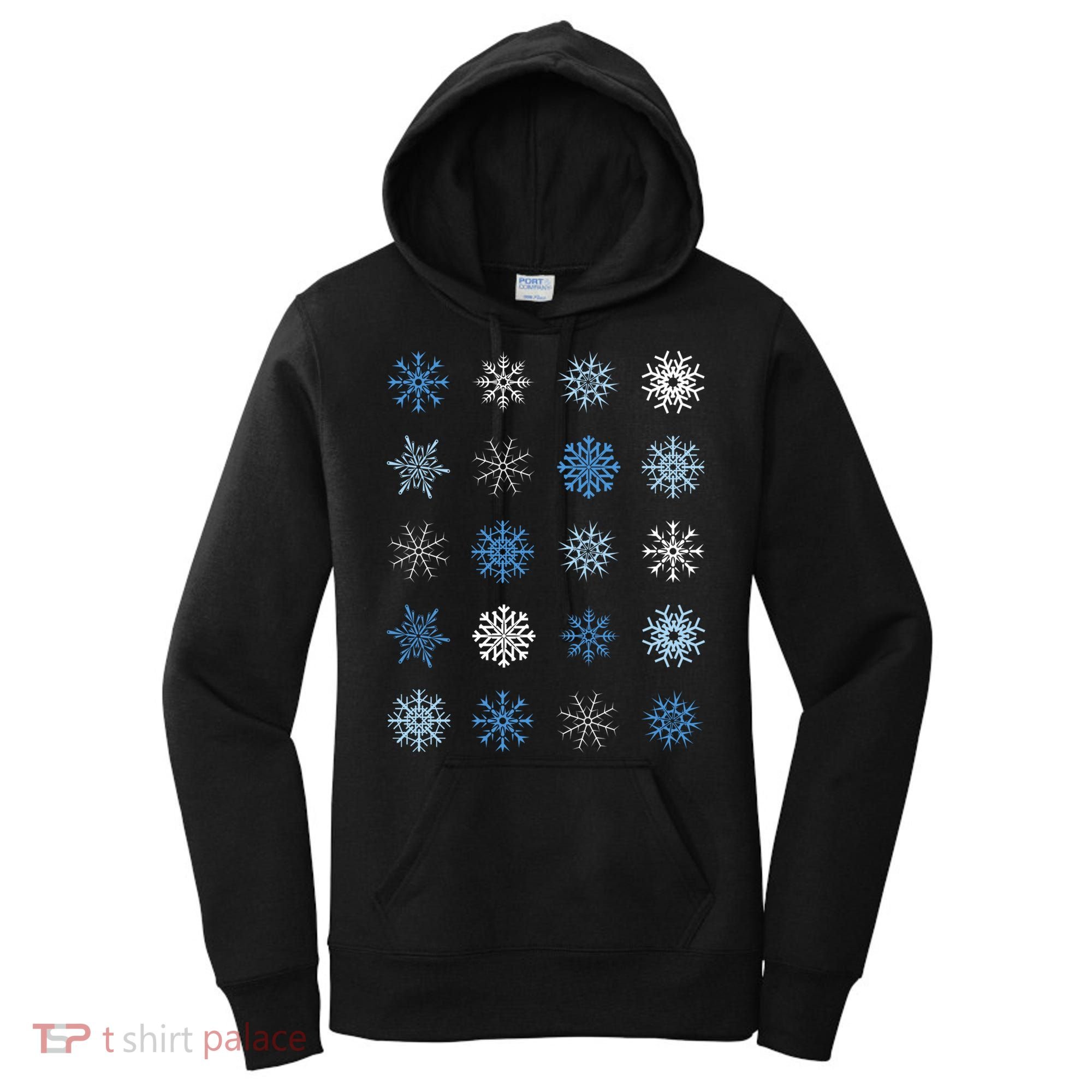 Blue And White Snowflakes Stacked Christmas Great Gift Women's Hoodie