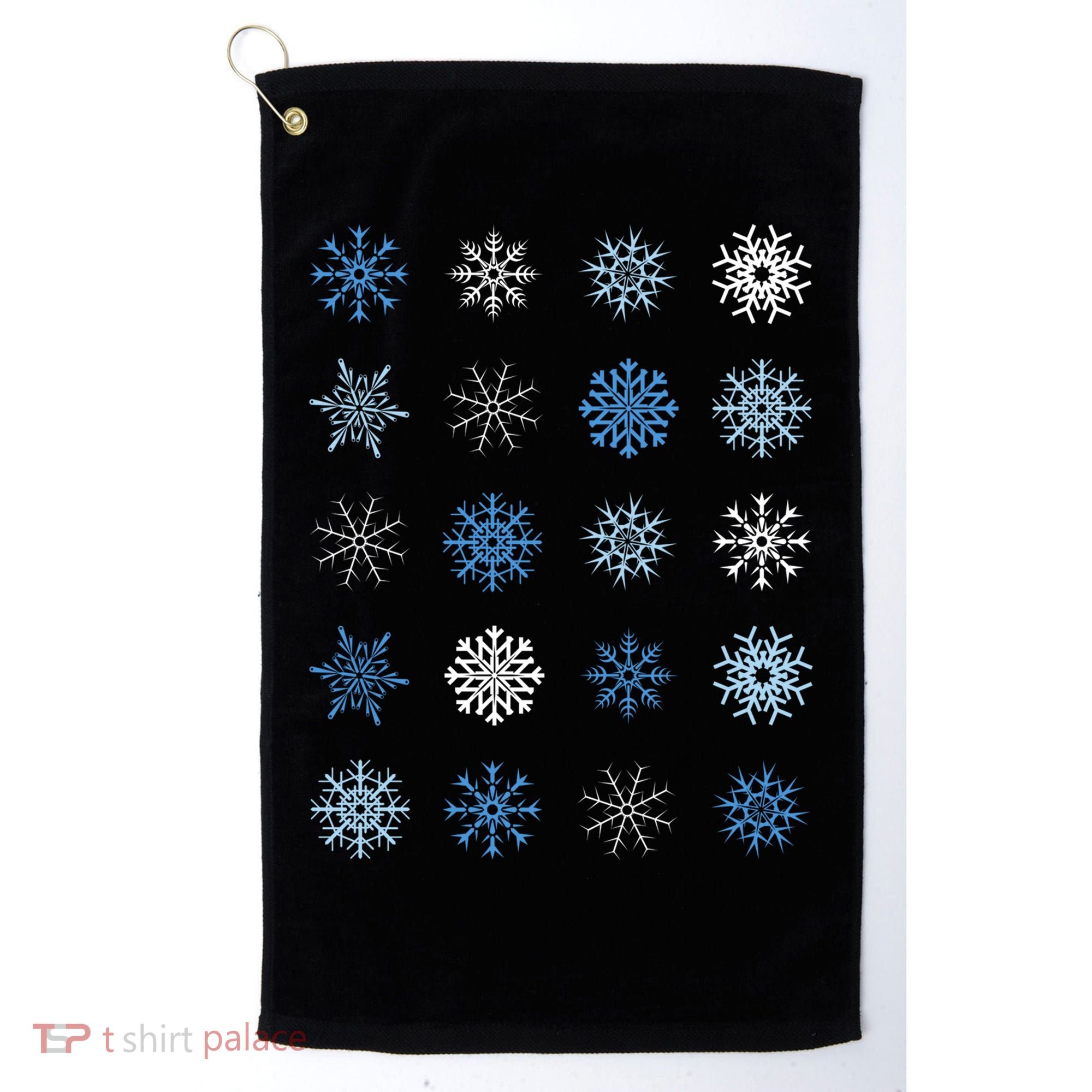 Blue And White Snowflakes Stacked Christmas Great Gift Golf Towel