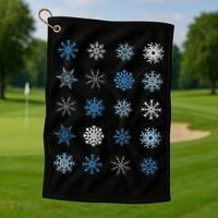 Blue And White Snowflakes Stacked Christmas Great Gift Golf Towel thumb 1