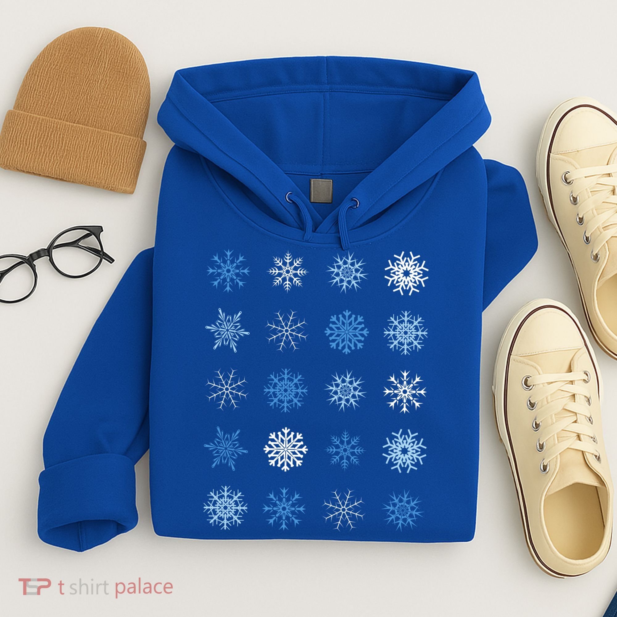 Blue And White Snowflakes Stacked Christmas Great Gift Hoodie
