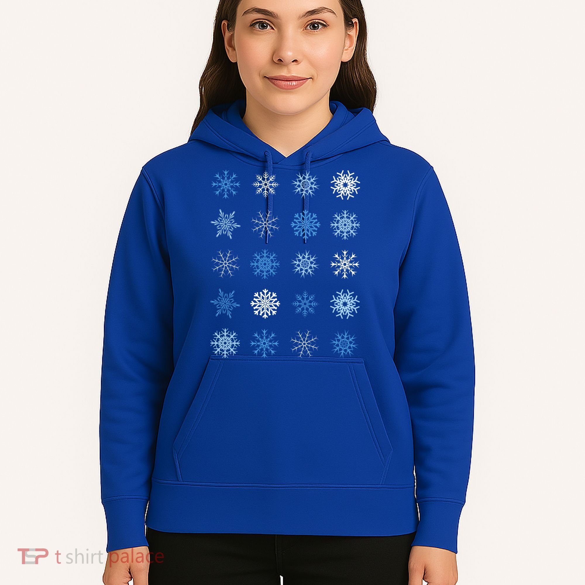 Blue And White Snowflakes Stacked Christmas Great Gift Hoodie