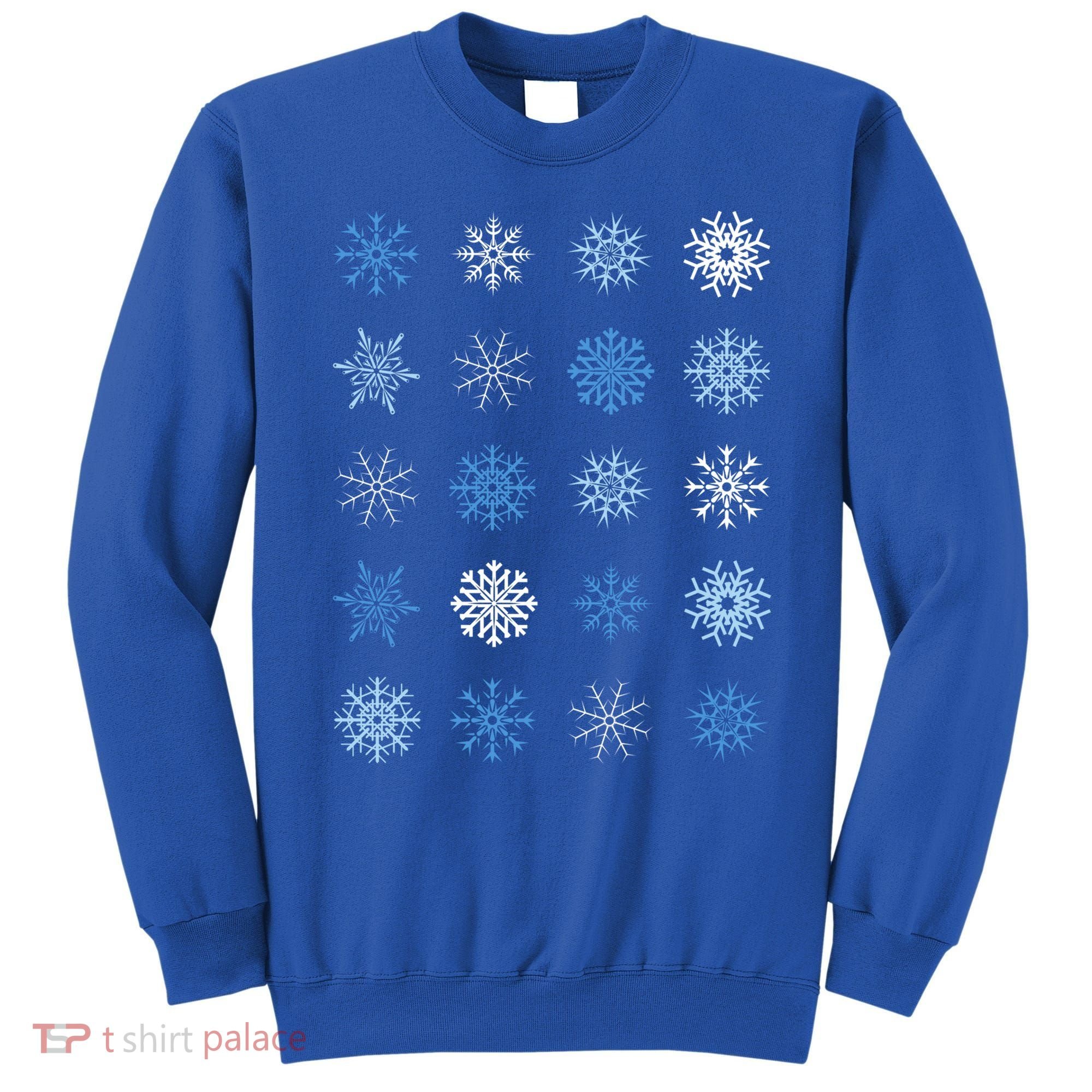 Blue And White Snowflakes Stacked Christmas Great Gift Sweatshirt