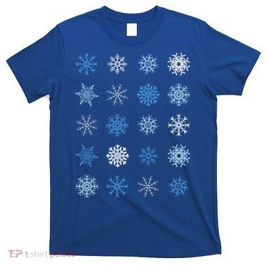 Blue And White Snowflakes Stacked Christmas Great Gift T-Shirt