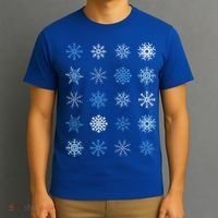 Blue And White Snowflakes Stacked Christmas Great Gift T-Shirt thumb 3