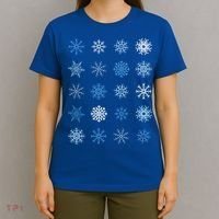 Blue And White Snowflakes Stacked Christmas Great Gift T-Shirt thumb 4